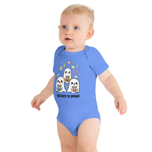 Too Cute to Spook! Baby One-Piece - Adorable Ghost & Candy Bodysuit, Cute Halloween Outfit for Infants, Sweet Spooky Gift