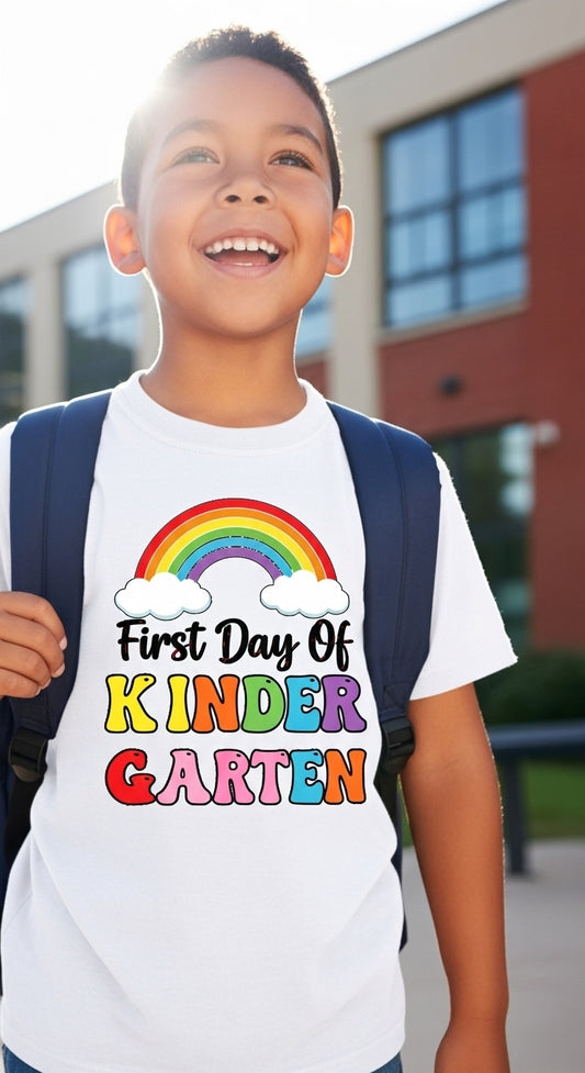 First Day Of Kindergarten Rainbow Toddler Tee – A Bright Start to School!